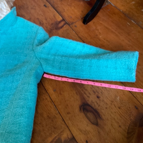 Vintage loomed lambswool suit jacket with mink collar in turquoise - Picture 13 of 14